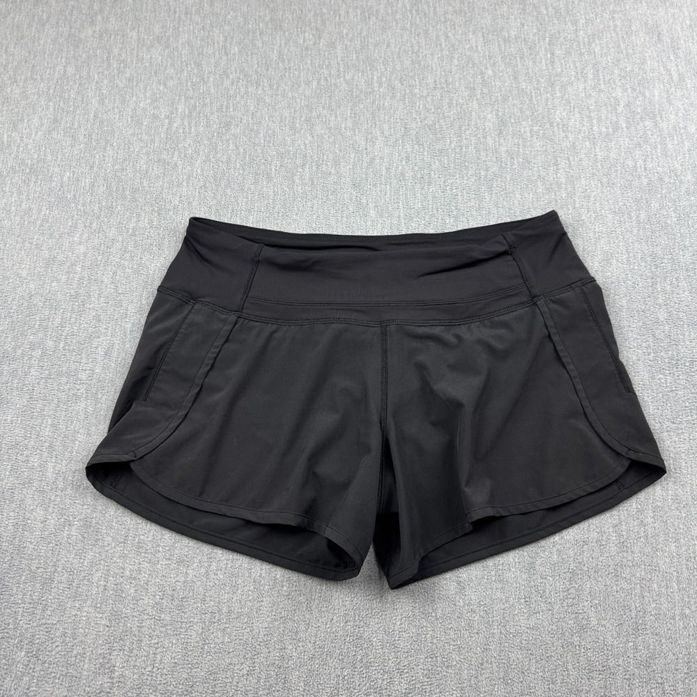 Lululemon Shorts Womens 6 Black Run Times 4-way Stretch 4" Workout Gym Yoga Run